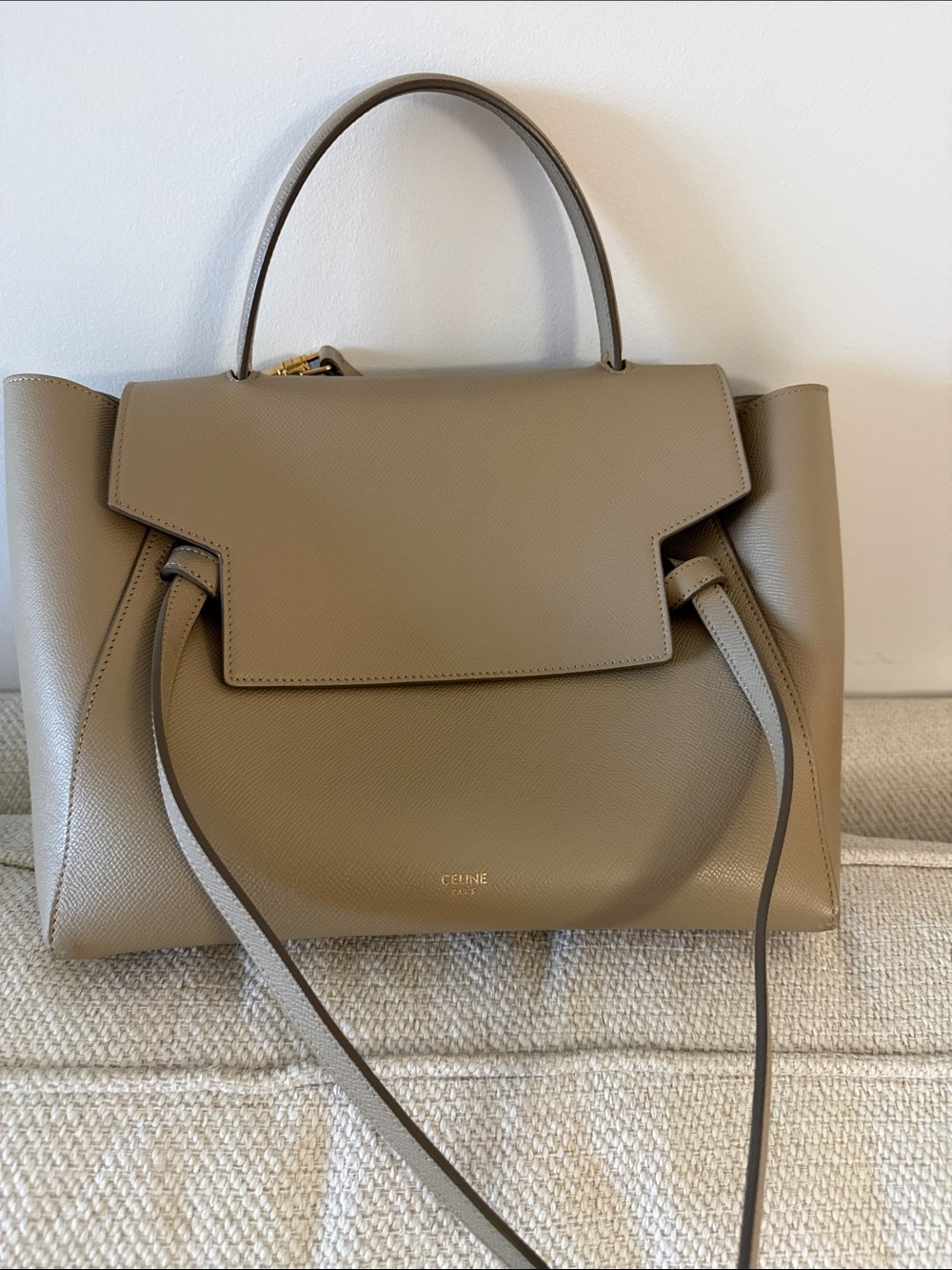 Celine Taupe Leather Top-Handle Satchel